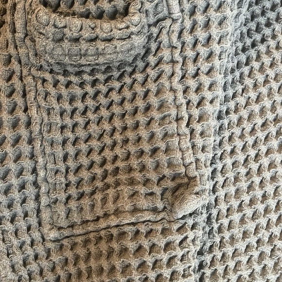 Bathen Anthropologie Waffled Knit Olive Short Midi Bathrobe India Lounge - Picture 5 of 5